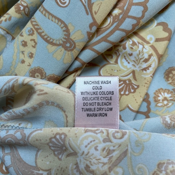 Dizzy Lizzy paisley empire waist A line midi dress tie front and puff sleeves L - Picture 10 of 12